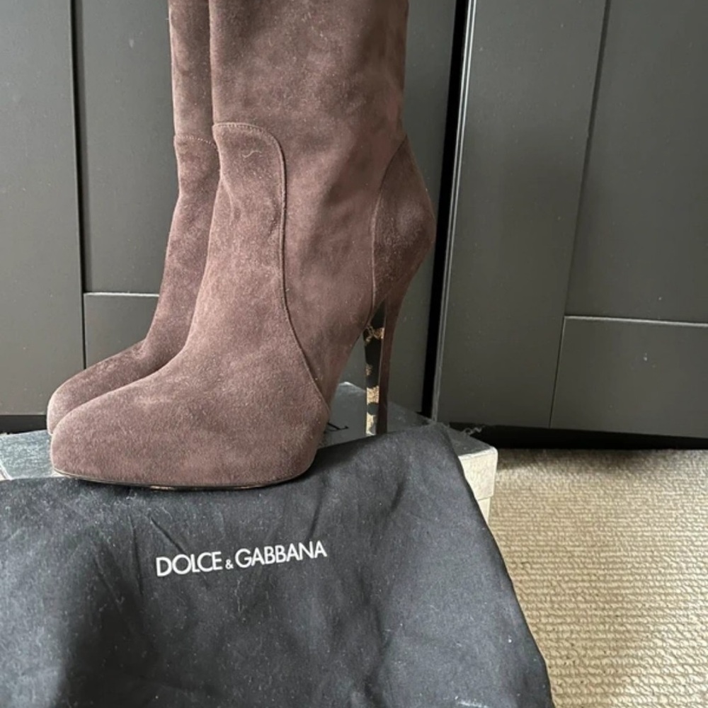 Dolce & Gabbana Brown Suede Heeled Boots